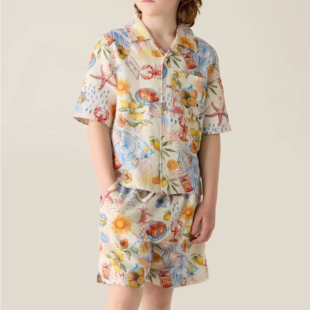 Kith Kids Summer Picnic Thompson Camp Shirt - Sandrift Set